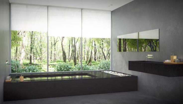 Comptoir de salle de bain noir moderne minimaliste