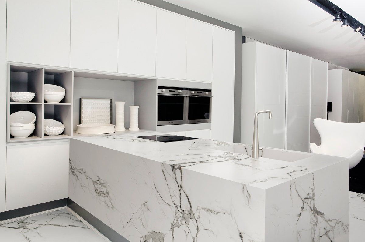 Comptoir cuisine Dekton Aura avec ilot