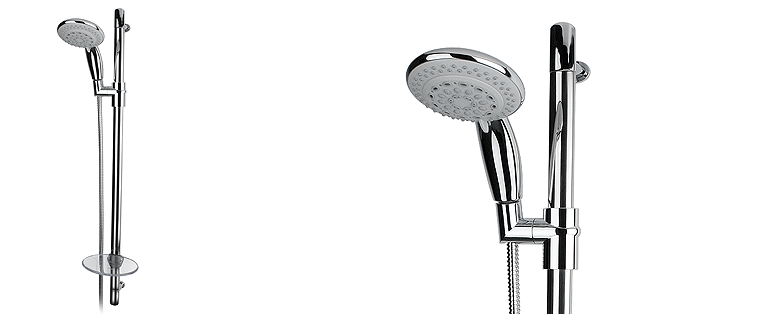 Plomberie Rubi ensemble de douche avec barre coulissante ovale et douchette 6 jets Vinja