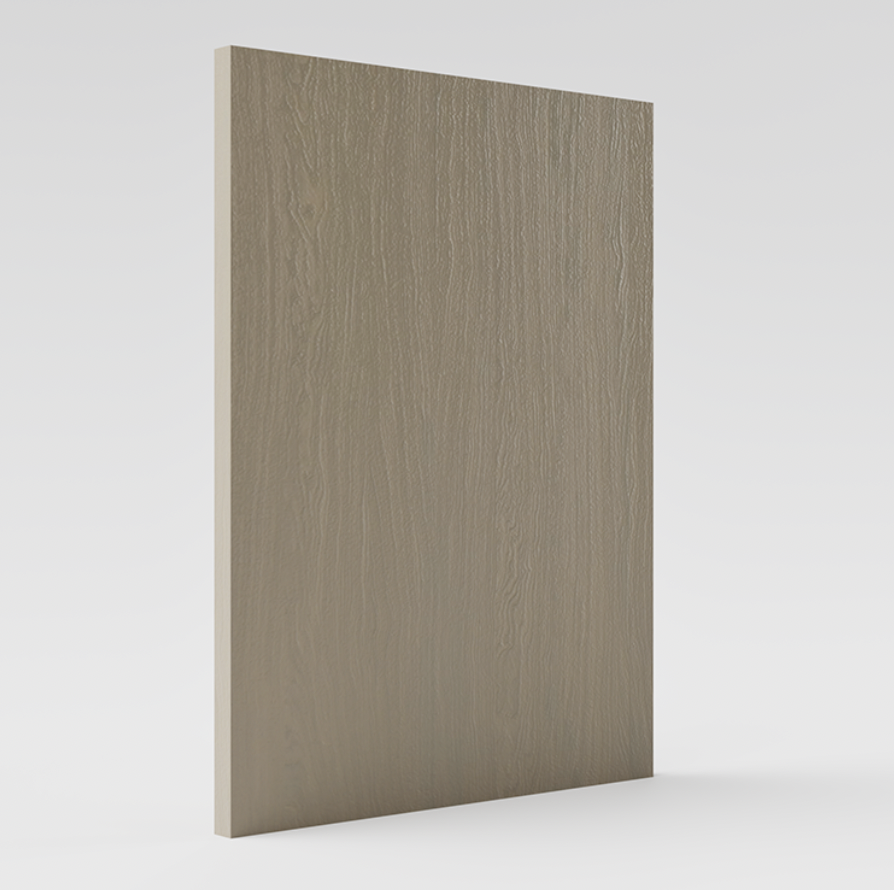 Panneau en bois clair, rectangulaire, avec une surface texturée, posé verticalement.