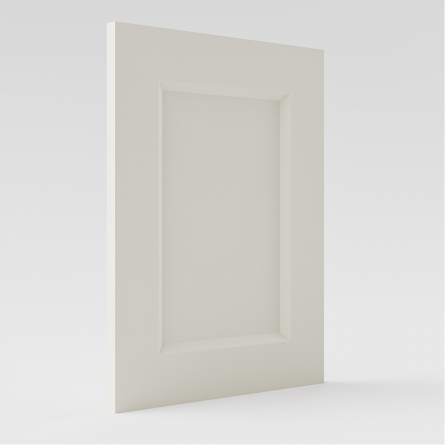 Un panneau rectangulaire blanc avec une cavité centrale encadrée, probablement un cadre décoratif ou un panneau de porte.