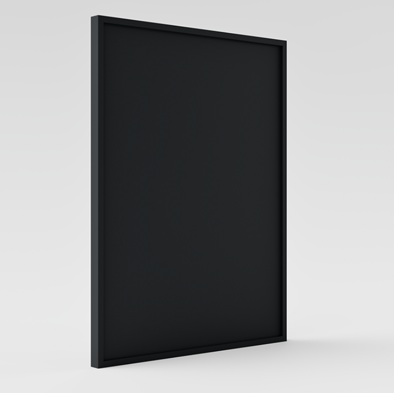 Panneau d'affichage noir sur un fond blanc