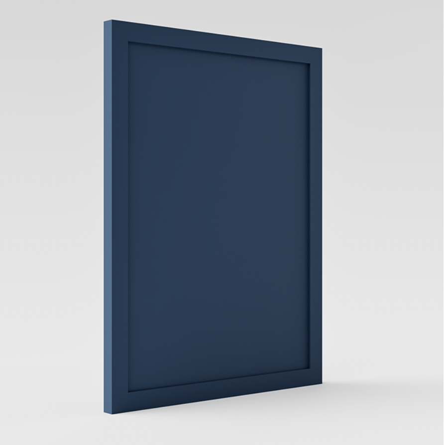 Cadre en relief bleu foncé sur fond blanc