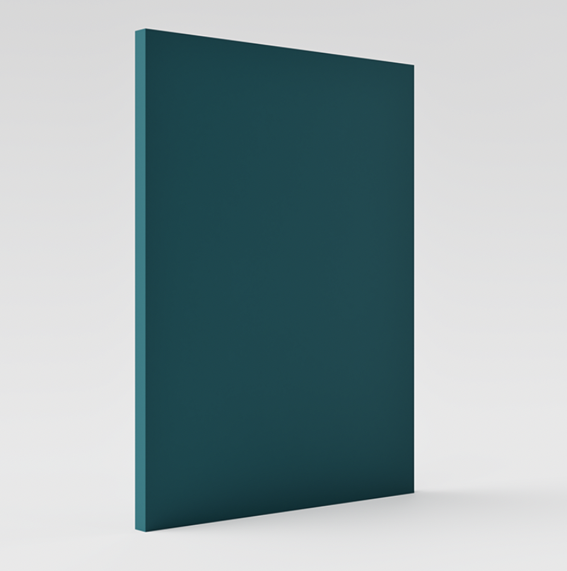 Panneau ou écran rectangulaire de couleur turquoise sur fond gris clair.