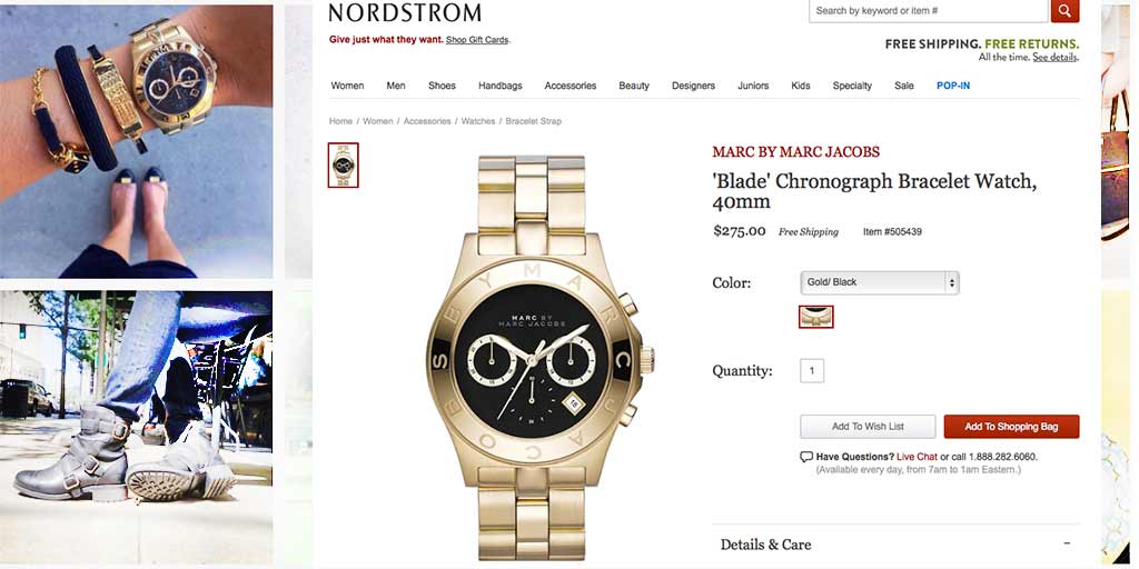 A click on the Instagram image will take you directly to the product page. 