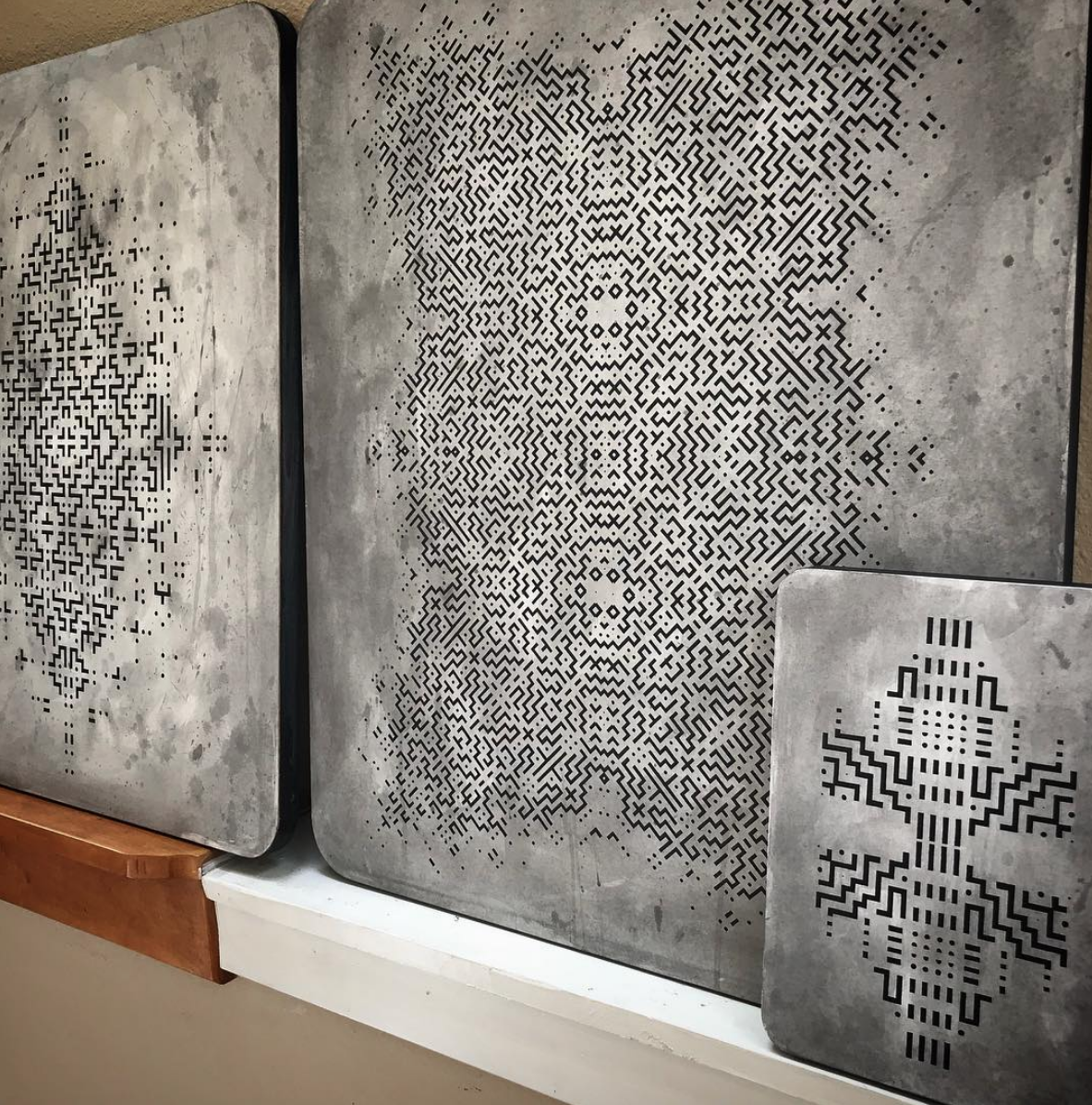  ink on paper - wheat pasted on wood - stained - 2018 