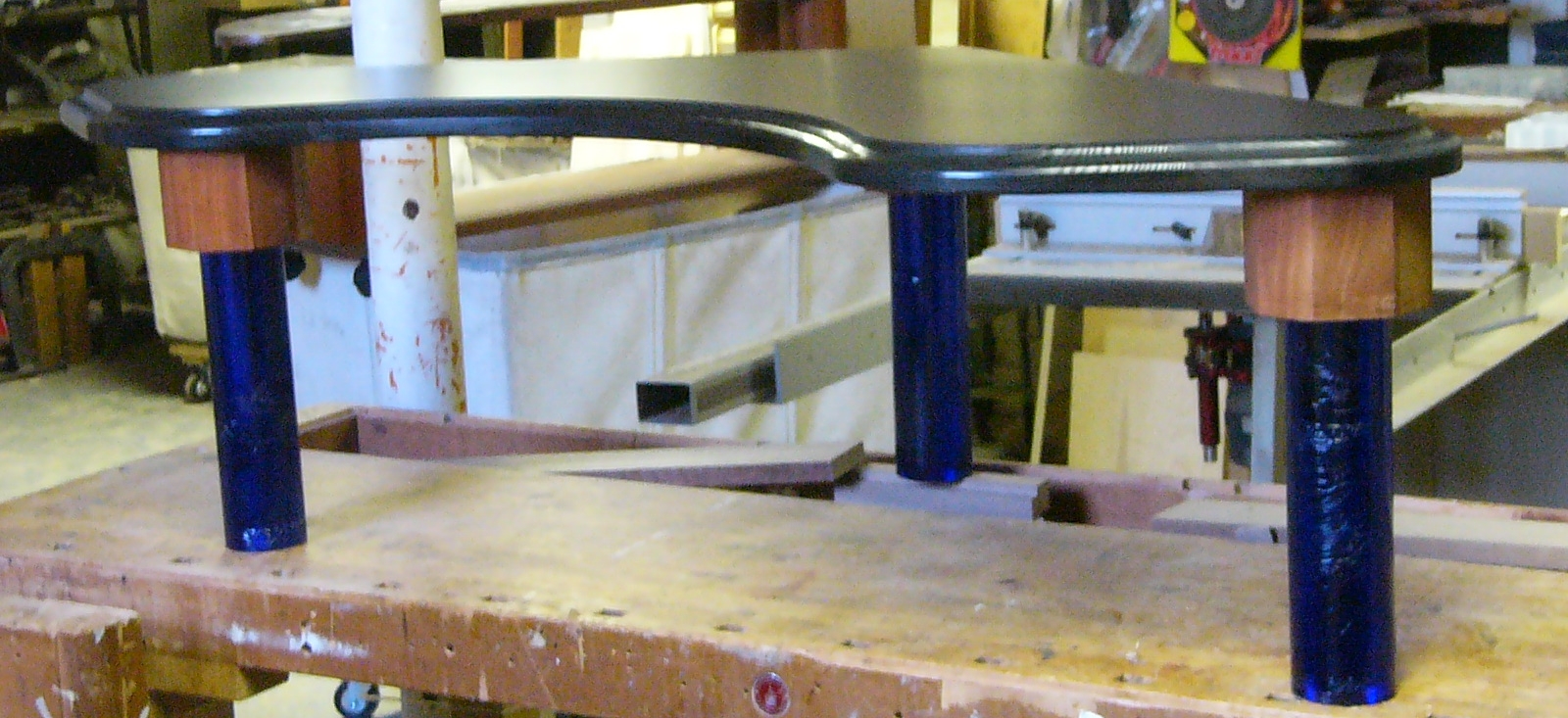 Ebonized ash with glass legs