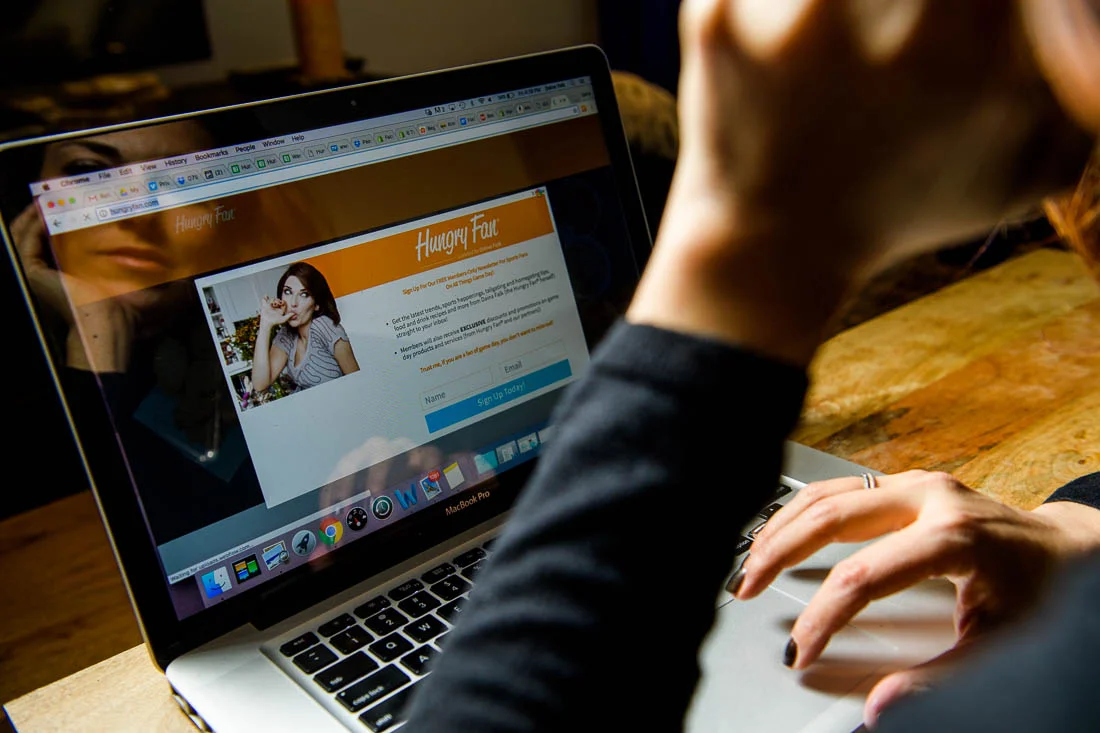 Branded Lifestyle Portrait chef author Daina Falk laptop screen