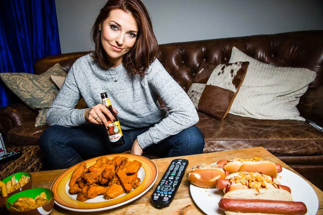 Branded Lifestyle Portrait chef author Daina Falk sitting with food