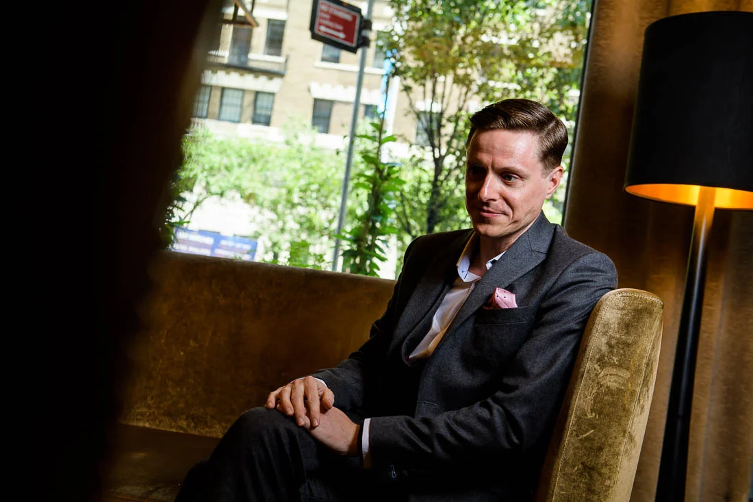 Branded Lifestyle Portrait Speaker Coach James Taylor thinking to himself