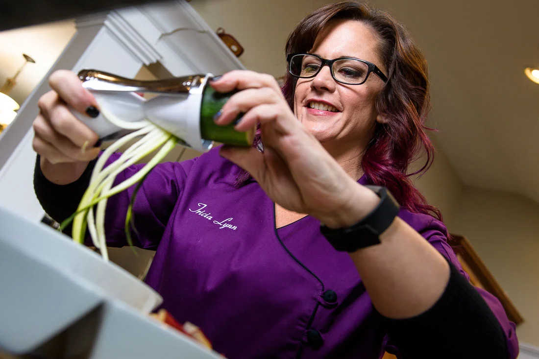 NYC Branded Lifestyle Portrait Tricia Kallmeyer zoodling in kitchen