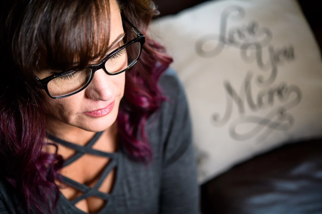 NYC Branded Lifestyle Portrait Tricia Kallmeyer closeup face with glasses on