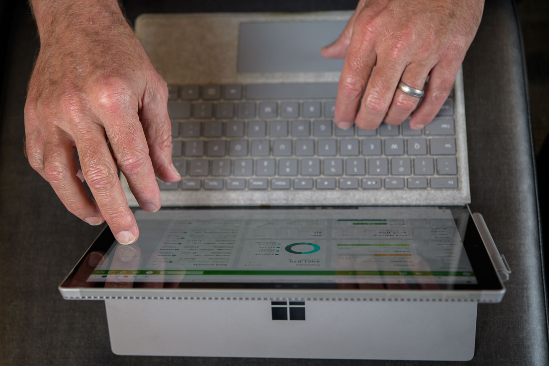 NYC Branded Lifestyle Portrait Randy Owens closeup hands on keyboard
