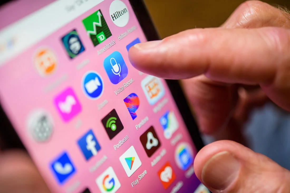 NYC Branded Lifestyle Portrait Randy Owens closeup finger on phone