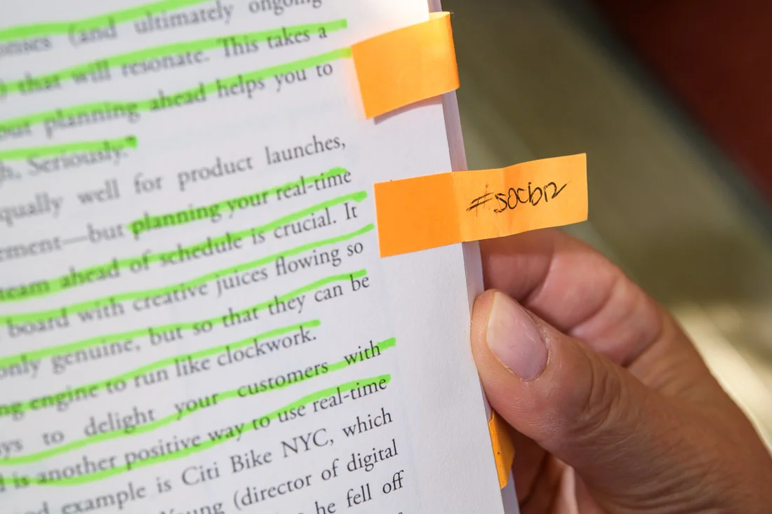 NYC Branded Lifestyle Portraits Social Pivot PR Donna Cravotta hand on book with notations