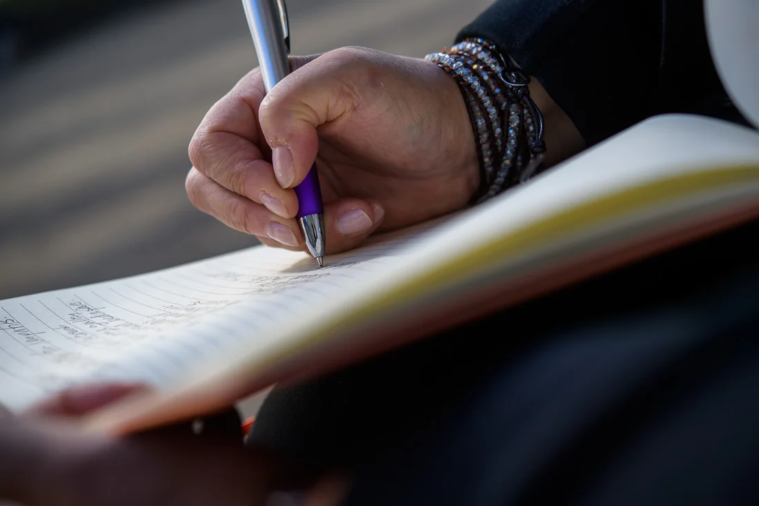 NYC Branded Lifestyle Portraits Social Pivot PR Donna Cravotta closeup hands writing in moleskin