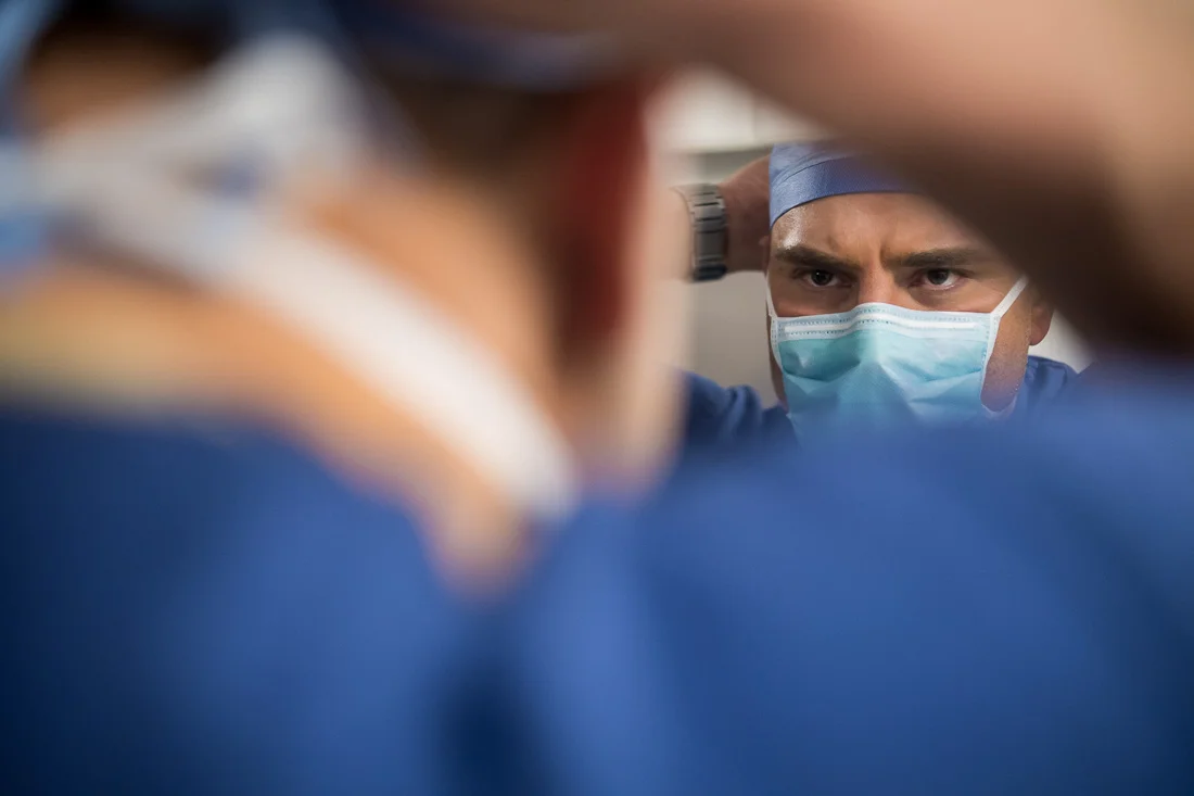 NYC Branded Lifestyle Portraits Doctor Author Dr. Brian Lima prepping for surgery