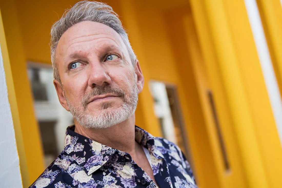 NYC branded lifestyle portrait Speaker Lingo Author Jeffrey Shaw thinking to himself