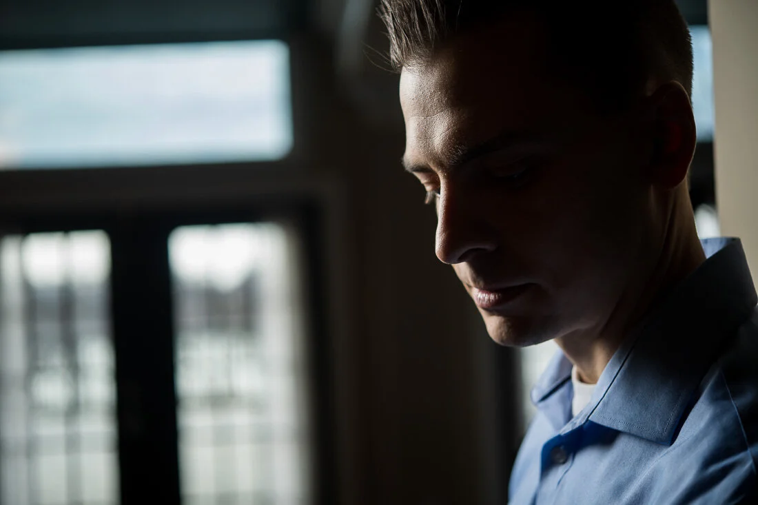 NYC Personal Brand Photography Webinar Consultant Joel Erway reflecting to himself