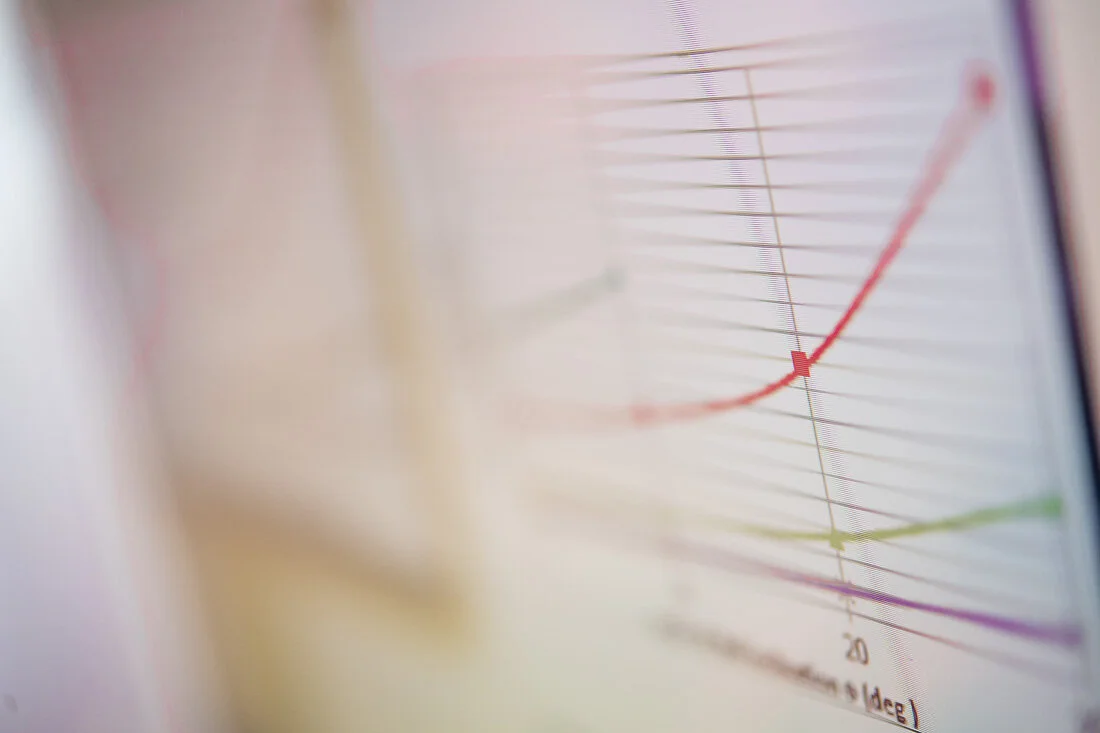 NYC Branded Lifestyle Portrait Speaker Lisa Haen laptop screen closeup with line charts