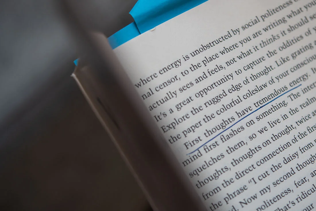 NYC branded lifestyle portraits speaker writer Terri Trespicio close up book shes reading