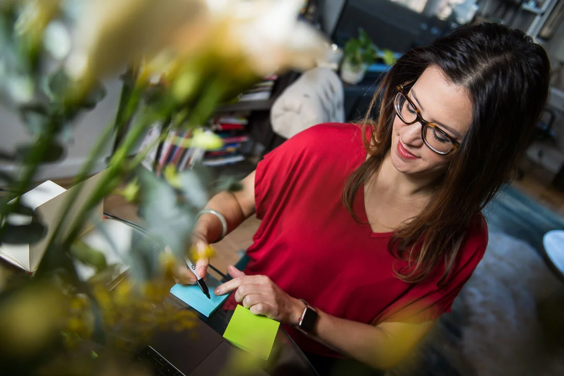 NYC branded lifestyle portraits speaker writer Terri Trespicio brainstorming ideas 