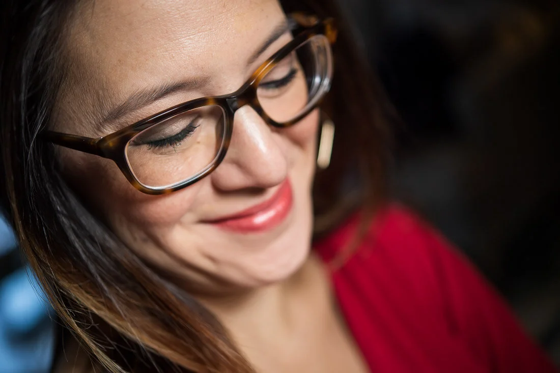 NYC branded lifestyle portraits speaker writer Terri Trespicio close up candid smile