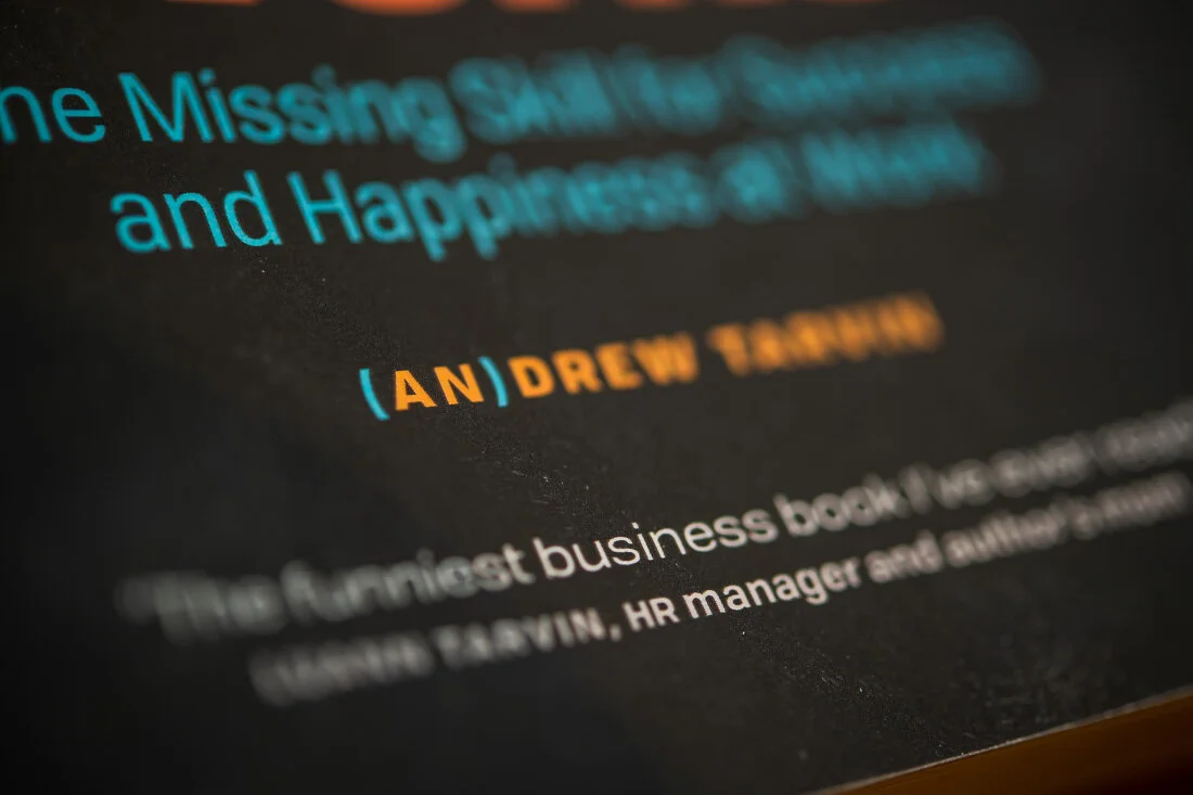 NYC Personal Branding Photography Humorist Drew Tarvin book Humor That Works bookcover close up
