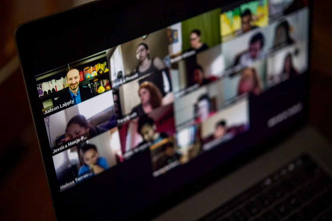DeMato Virtual Photos Speaker Judson Laipply talking to entire group on screen