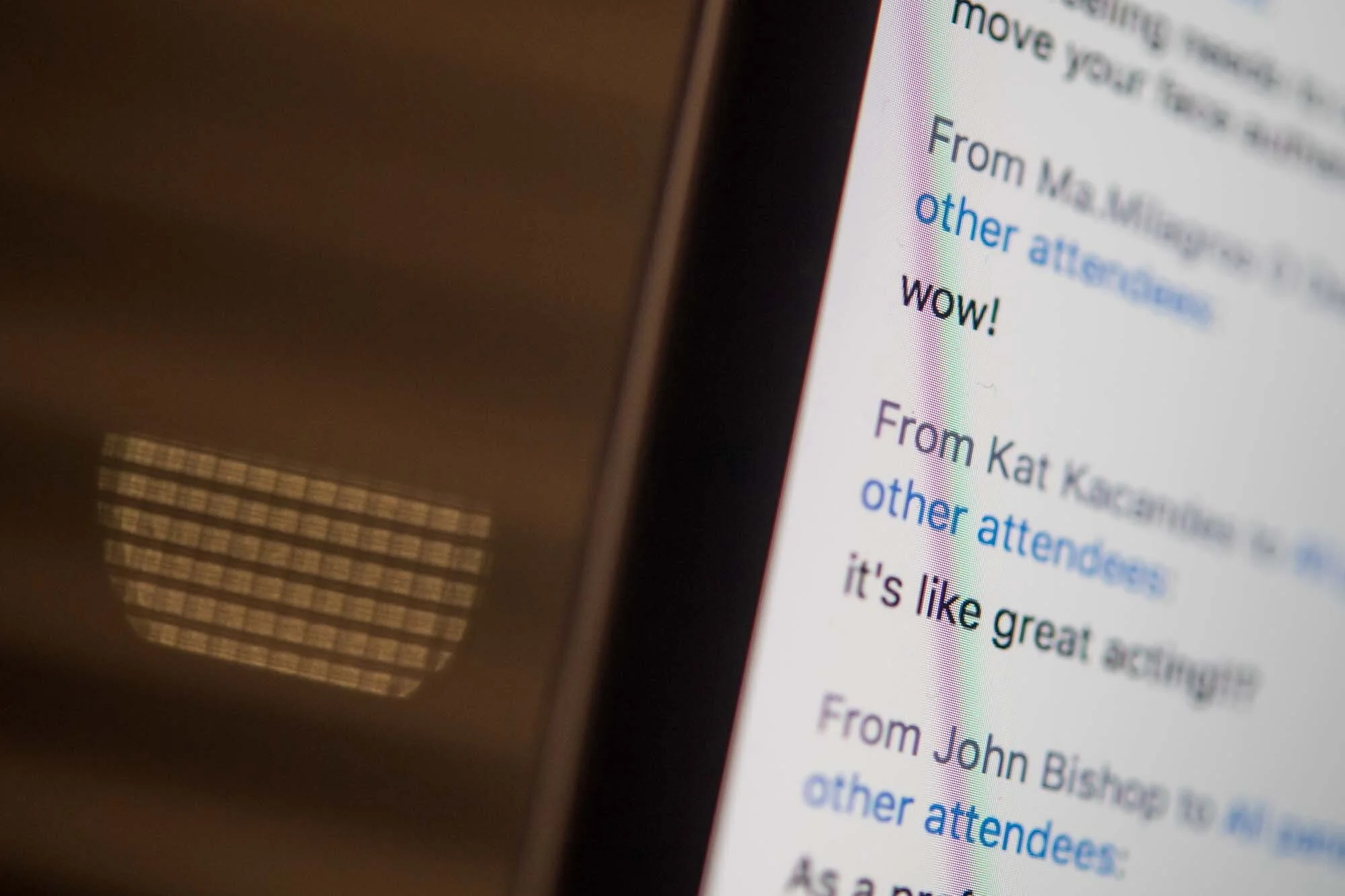 DeMato Virtual Photos Speaker Vinh Giang WHOA chat box reaction to presentation