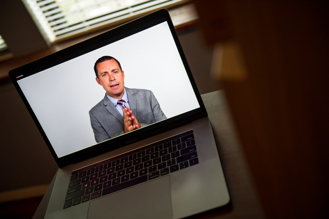 DeMato Virtual Photos Speaker Ty Bennett making important point during online presentation
