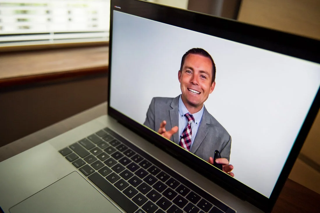 DeMato Virtual Photos Speaker Ty Bennett imparting knowledge about leadership during online presentation