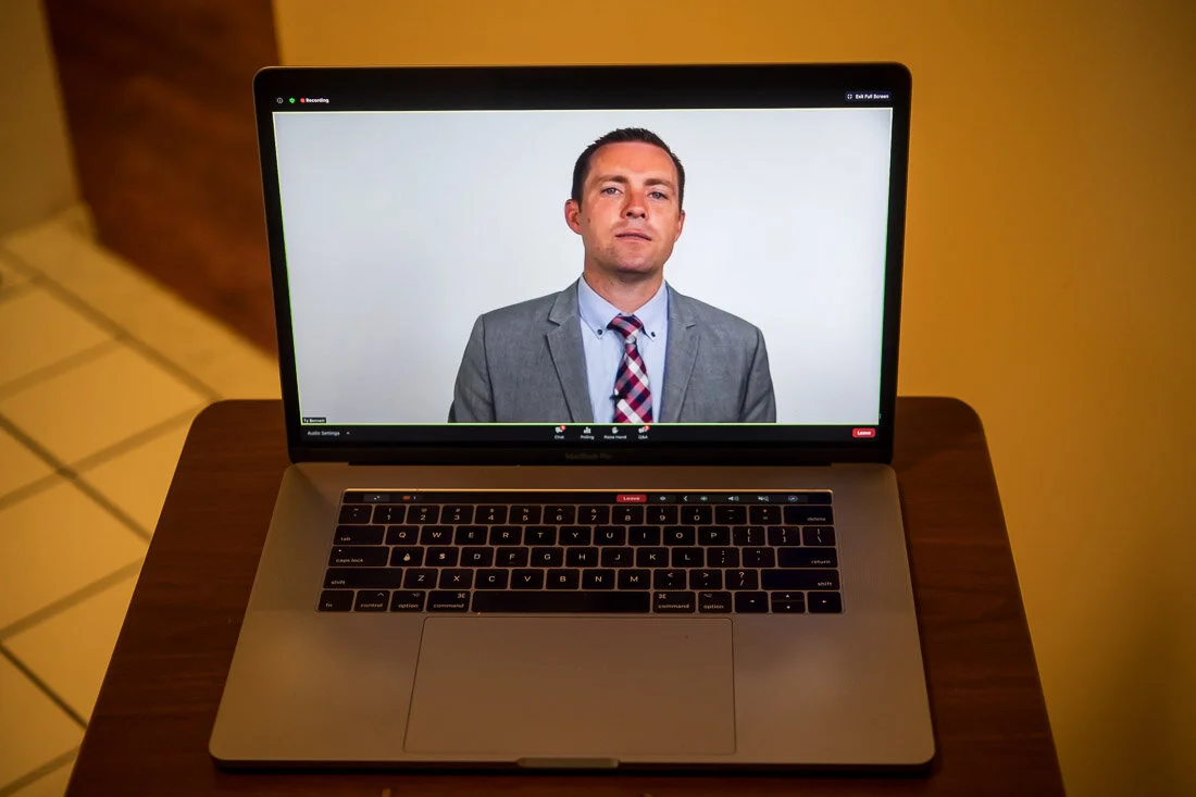 DeMato Virtual Photos Speaker Ty Bennett taking a pause during online presentation