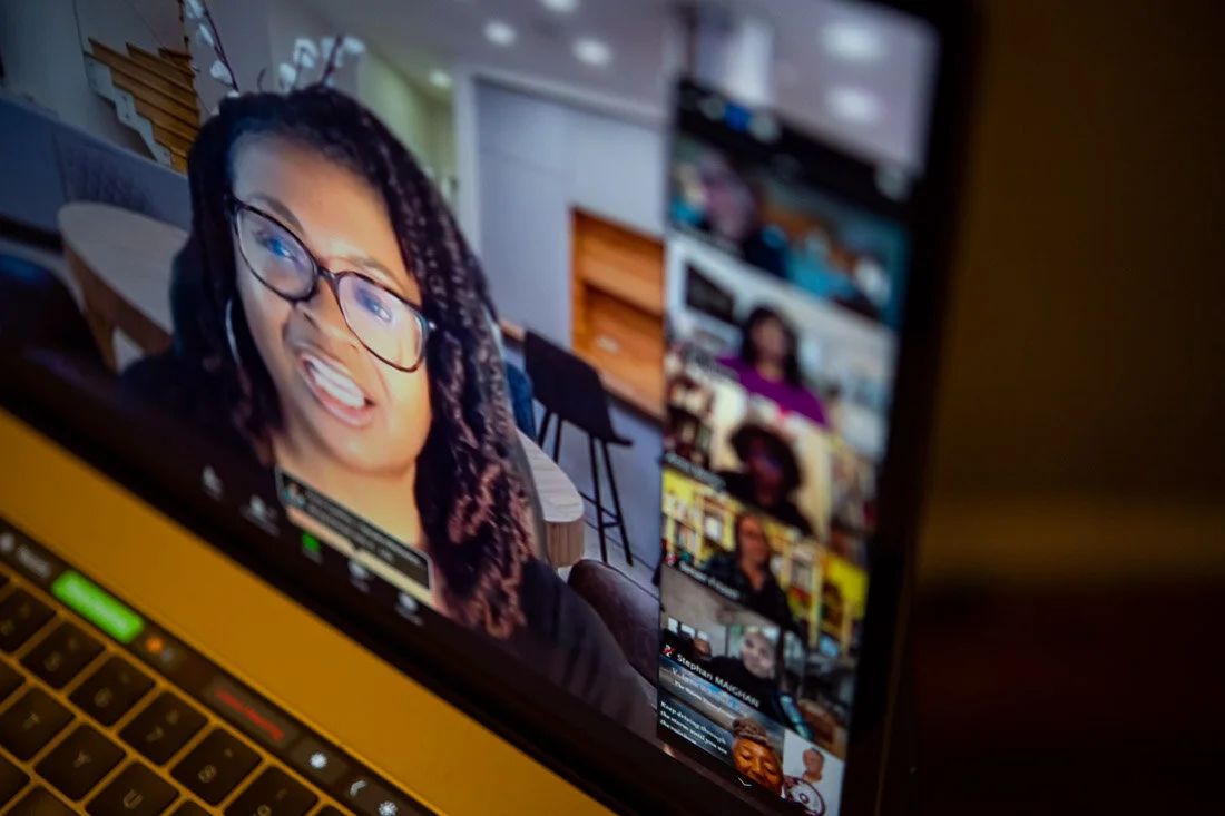 Virtual Photo Marquesa Pettway explaining Zoom during presentation in Speaker mode