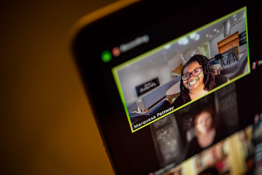 Virtual Photo Marquesa Pettway Zoom presentation smiling in gallery mode