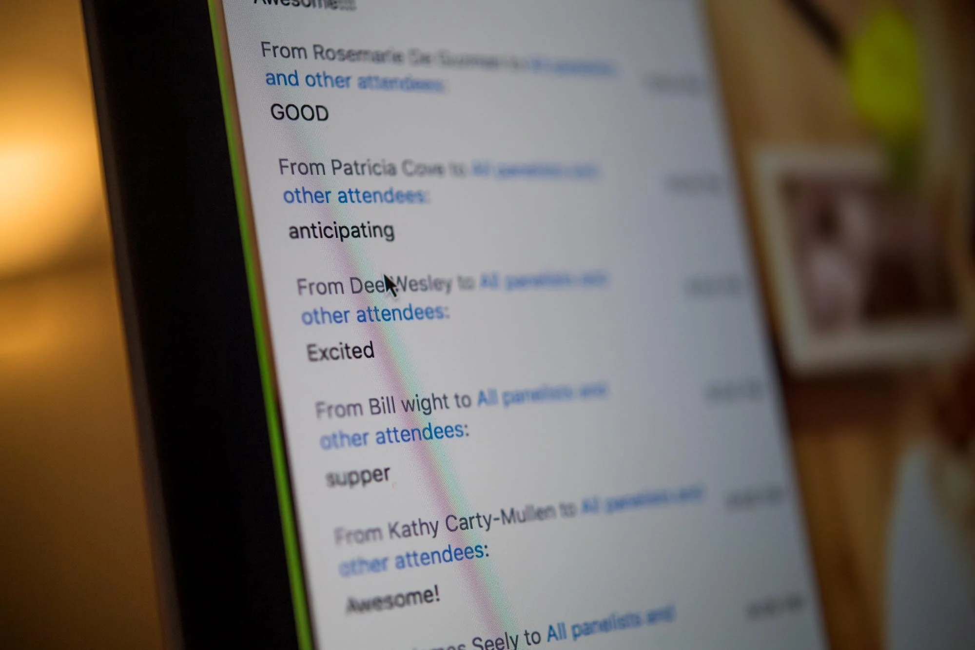 DeMato Virtual Photography Speaker Erin King reactions to her talk in chat