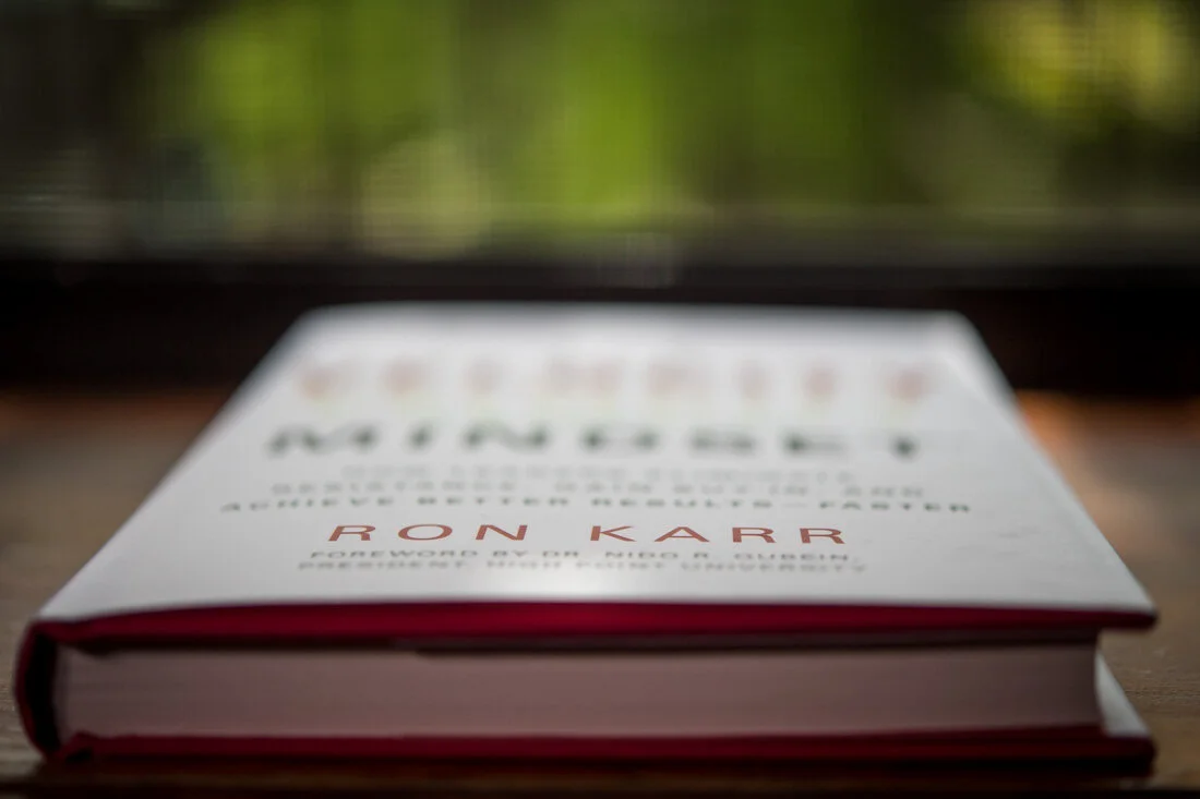 Book Author Ron Karr Velocity Mindset detail of his name on cover