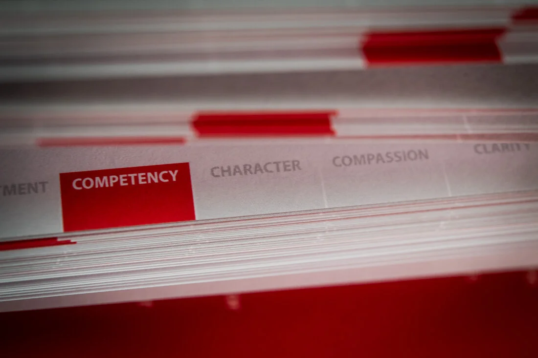 Book Author Photo Speaker David Horsager Trusted Leader detail of color tabbed section of book