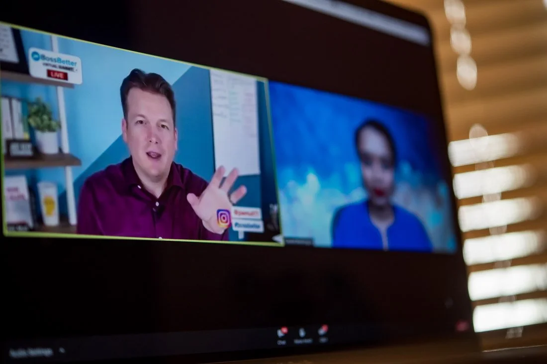 brand photo joe mull virtual meeting with Crystal Washington