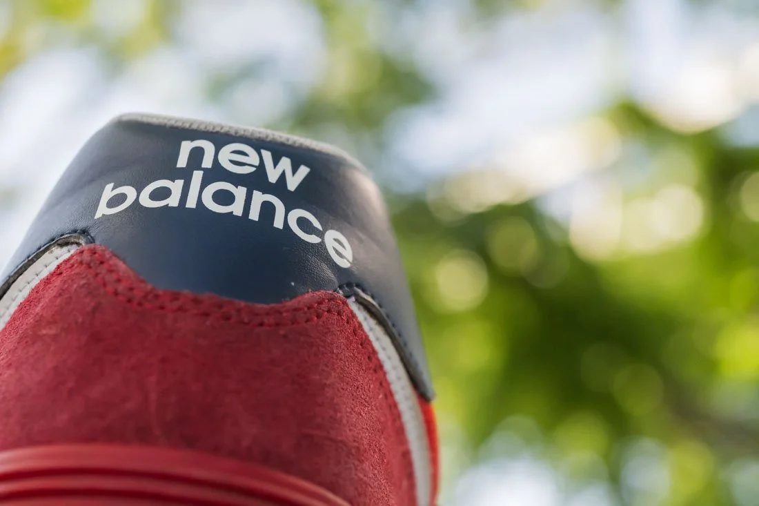 SNEAKERHEAD RED NEW BALANCE 574 RIBBON LOW ANGLE