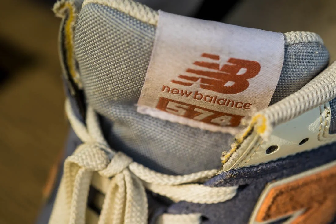 new balance 574 sneakerhead essentials high angle tongue photo
