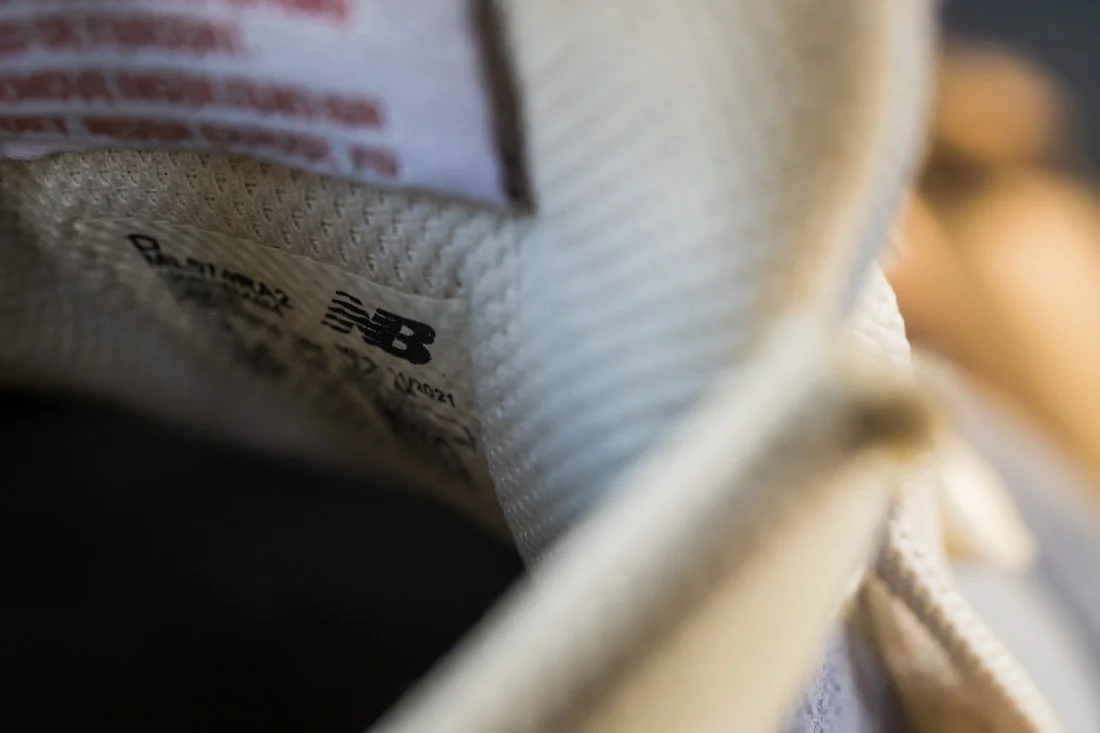 new balance 574 sneakerhead essentials back tongue labels N logo visible