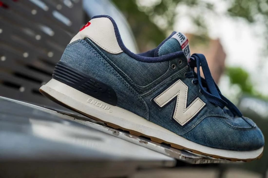 Denim Pigment New Balance 574 Dark Blue With Team Red New