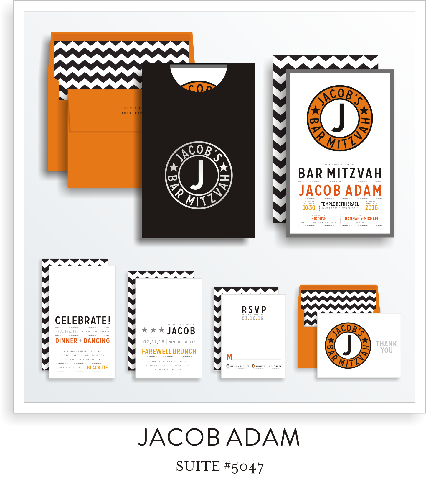 Copy of <a href=/bar-mitzvah-invitations-5047>Suite Details→</a><strong><a href=/jacob-adam-in-colors>see more colors→</a></strong>