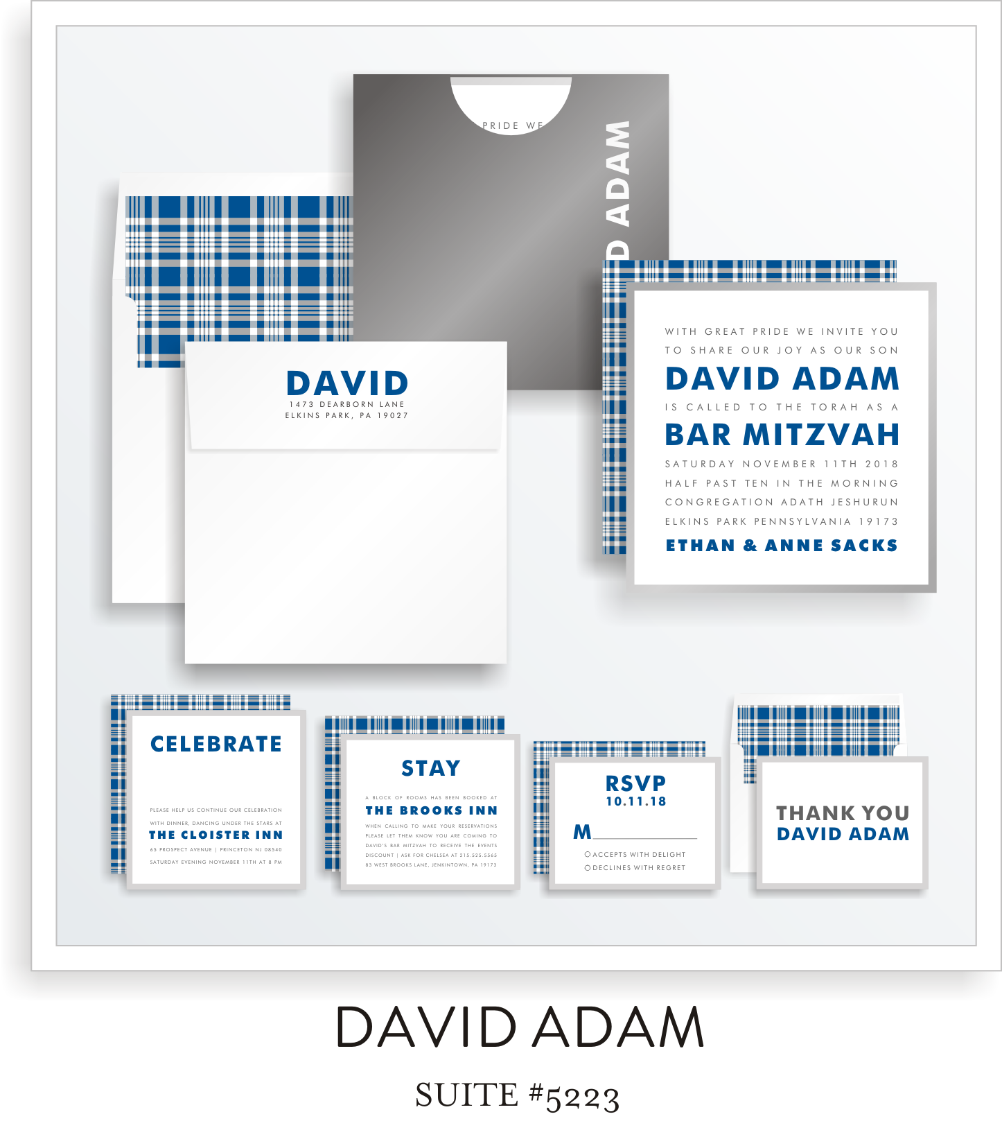 Copy of <a href=/bar-mitzvah-invitations-5223>Suite Details→</a><strong><a href=/david-adam-in-colors>see more colors→</a></strong>