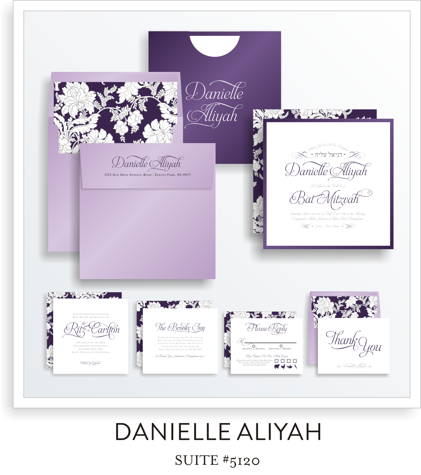 bat mitzvah invitation suite 5120