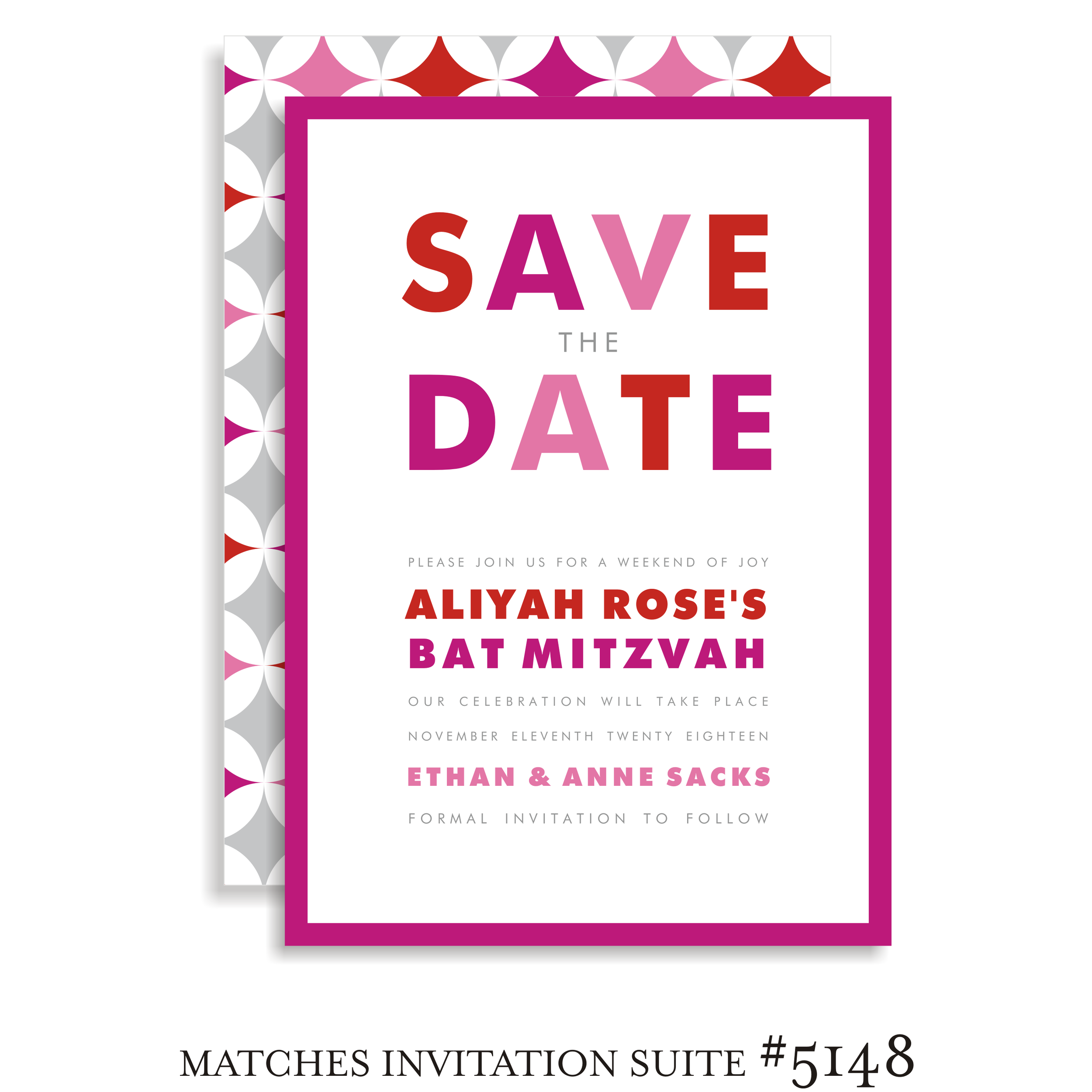 Save the Date Bat Mitzvah Suite 5148 - Aliyah Rose