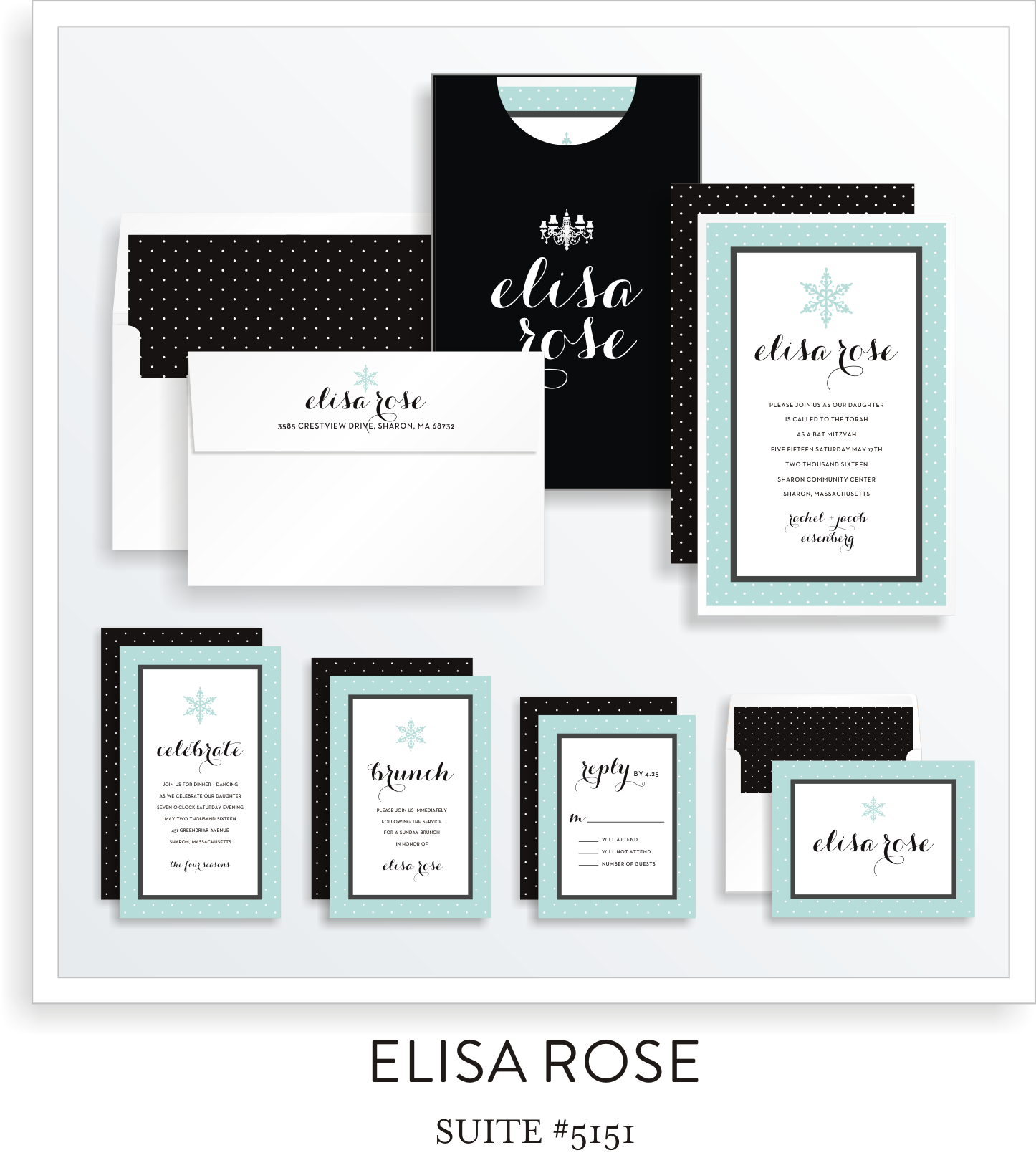 Bat Mitzvah Invitation Suite 5153 - Elisa Rose