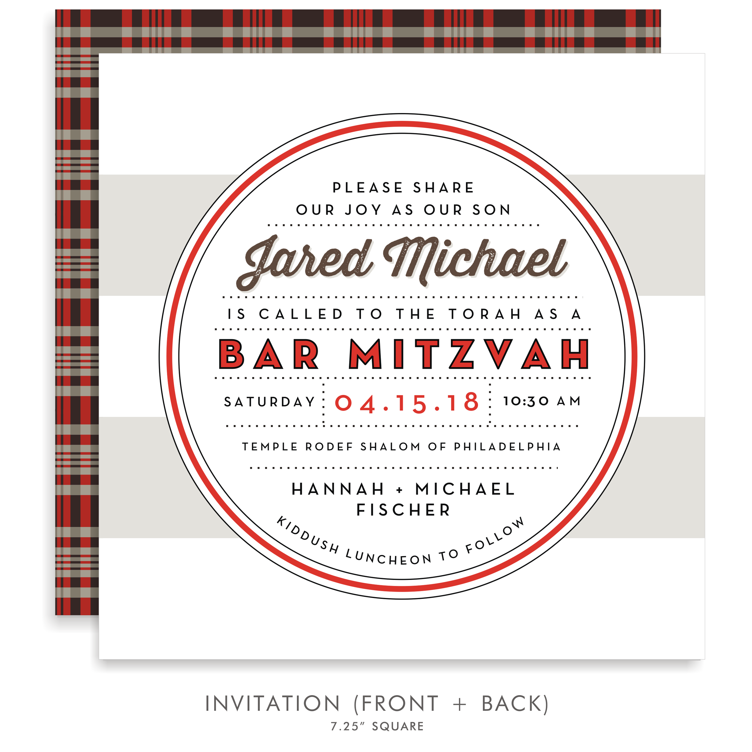 Jared Michael (Suite 5235) Red and White Bar Mitzvah Invitations — Bar ...