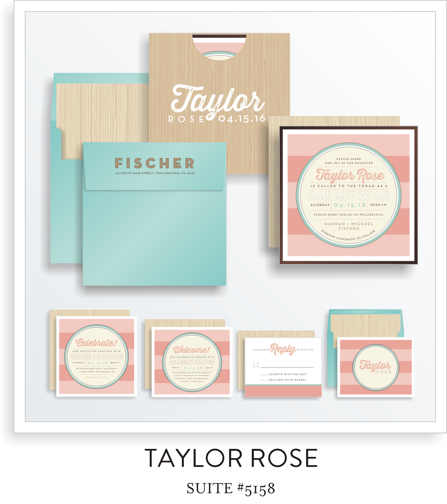 Copy of Copy of Bat Mitzvah Invitation Suite 5158 - Taylor Rose